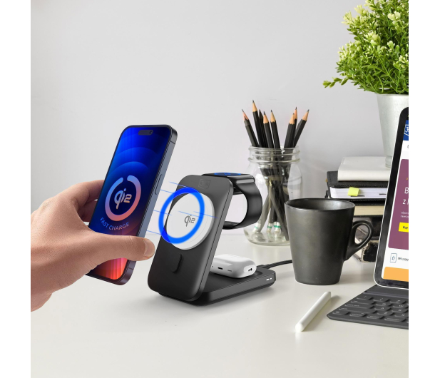 3mk MagRocket 3-in-1 Wireless Charger 15W Qi2 MPP Black - 1364145 - zdjęcie 5